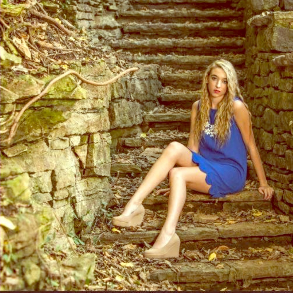 UK blue scalloped dress!